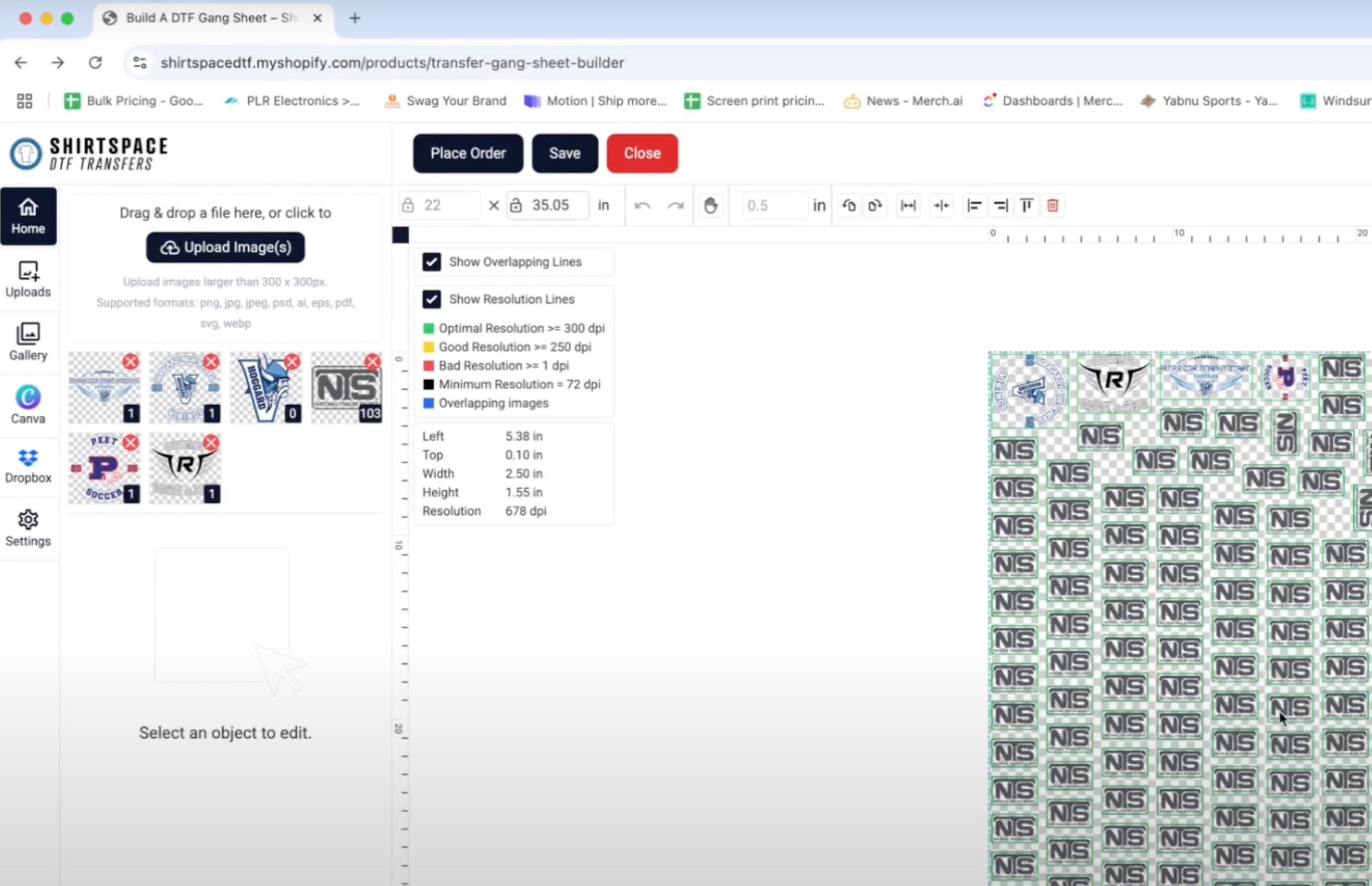 Load video: video about how to build a dtf gang sheet using the ShirtSpace AutoBuilder